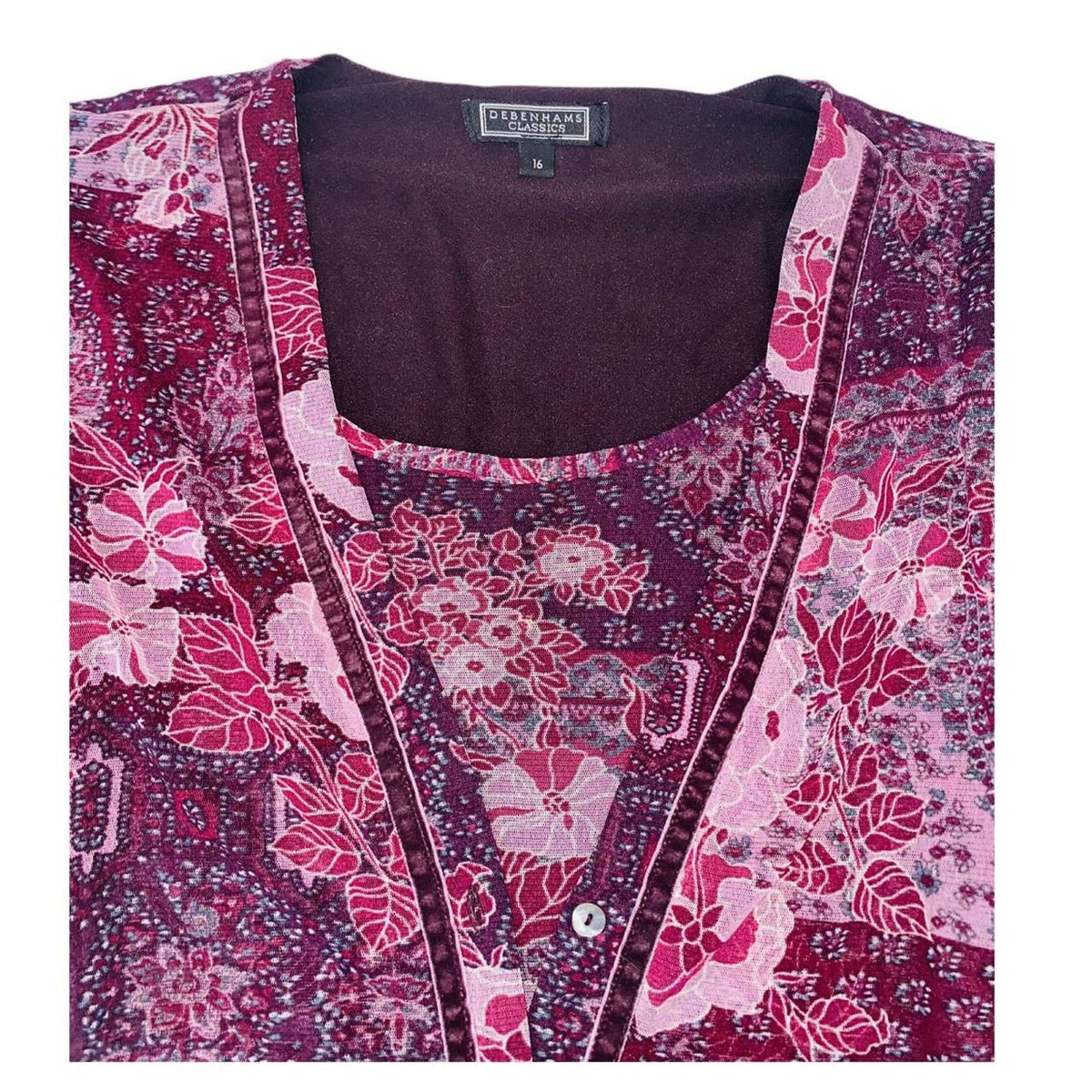 Cute purple floral mix double lined y2k top Debenhams uk16