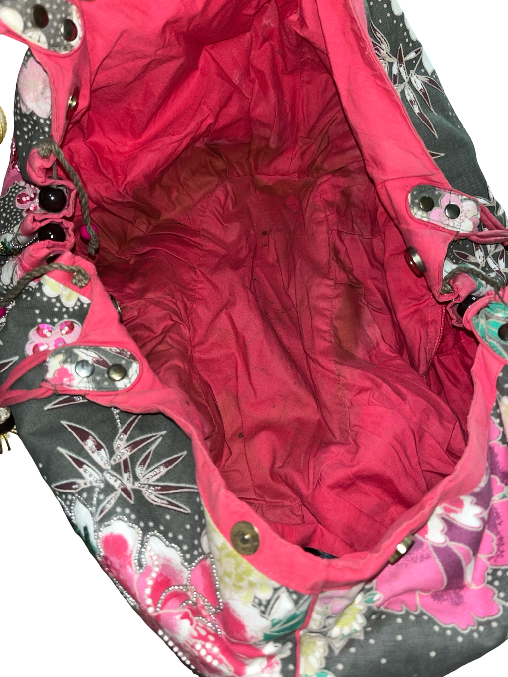 Y2K Pink Floral Sequin Slouch Shoulder Bag