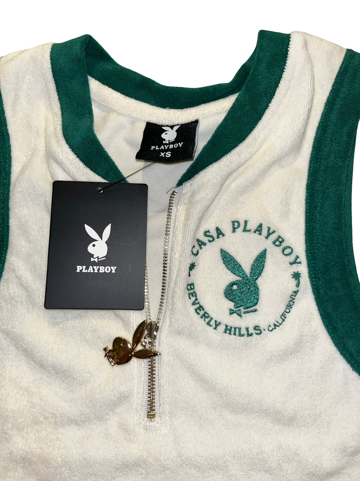 Playboy Casa Beverly Hills Terry Towelling Zip Tank Top XS