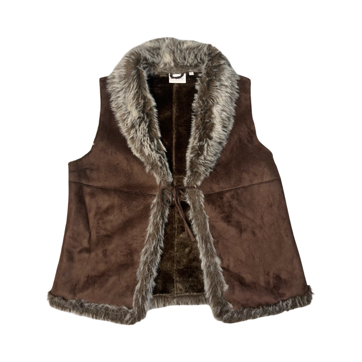 Papaya brown fur y2k waist coat uk18