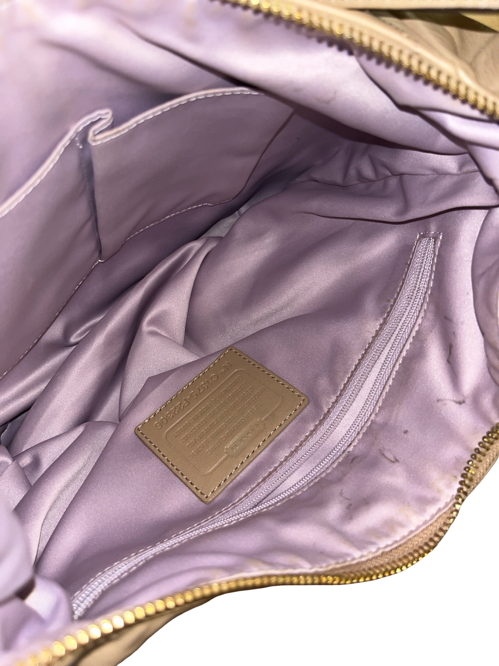 Coach Beige Leather Hobo Shoulder Bag Gold Hardware |Y2K