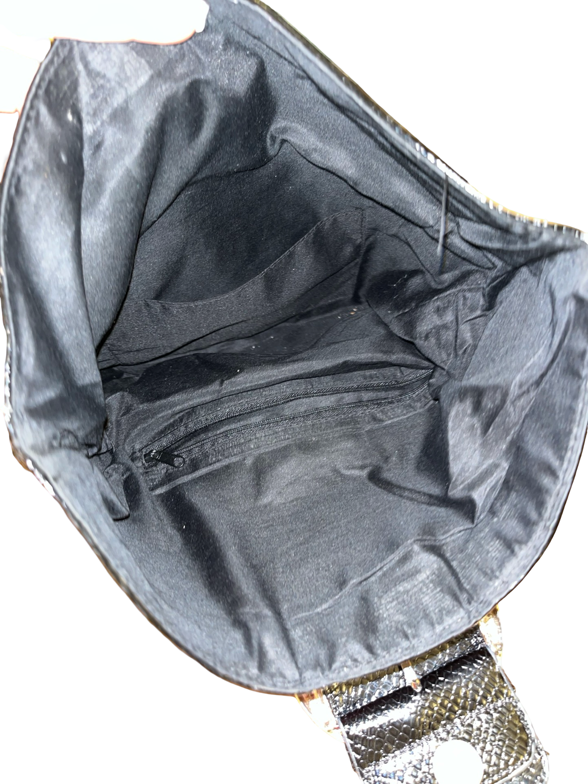 Y2K Black Faux Snakeskin Patchwork Wristlet Clutch Bag