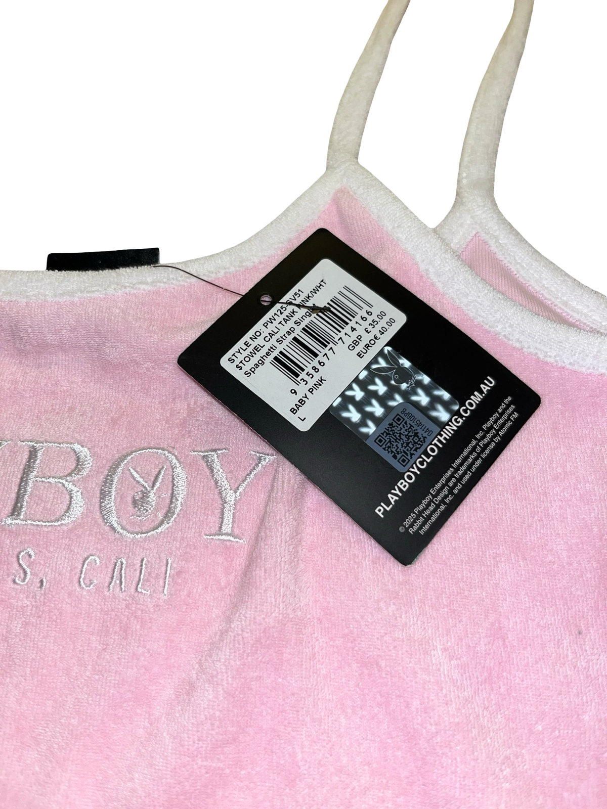 Playboy Baby Pink Velour Cami Top | Size L