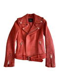 Maje Red Leather Biker Jacket Size8