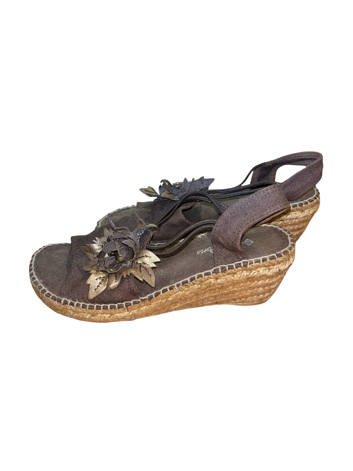 Toni Pons Brown Floral Wedge Sandals Y2K Uk5
