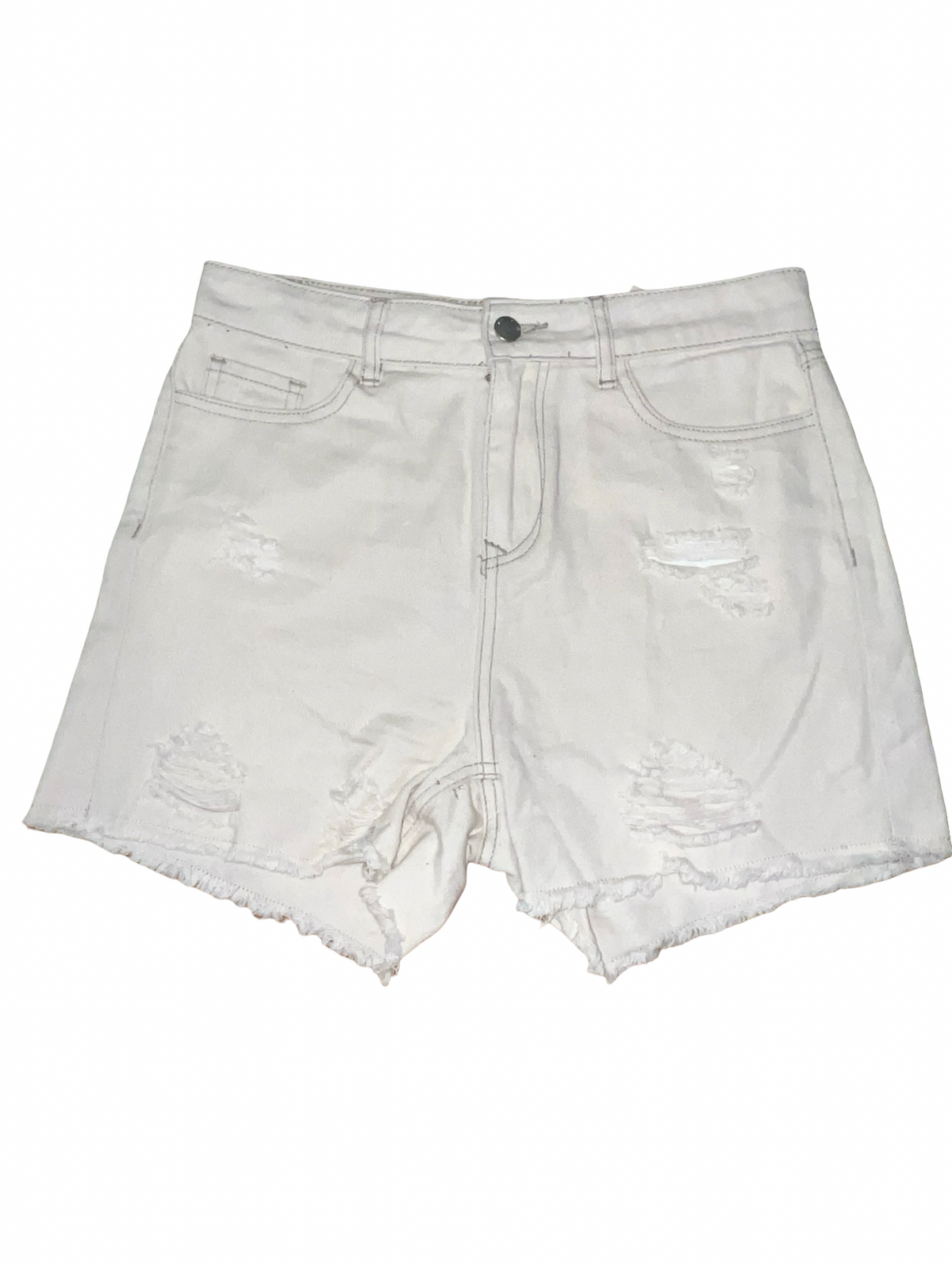 Denim by TU White Distressed Boyfriend Denim Shorts UK 8