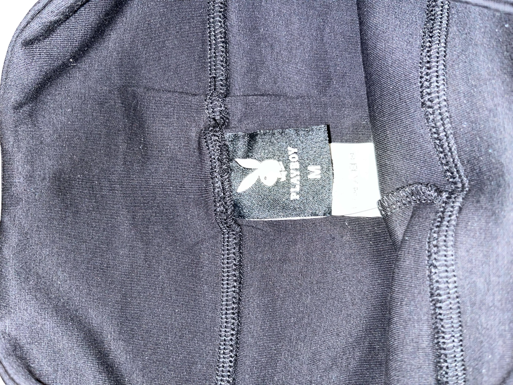 Playboy Black Rhinestone Bunny Flared Trousers | Y2K Size M