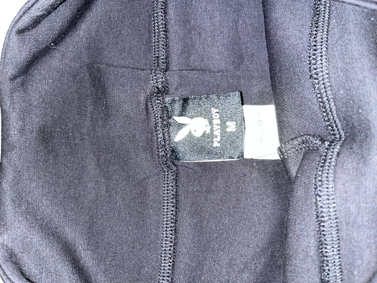 Playboy Black Rhinestone Bunny Flared Trousers | Y2K Size M