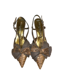 Y2K Paco Herrero Snakeskin Bow Slingback Kitten Heels uk4