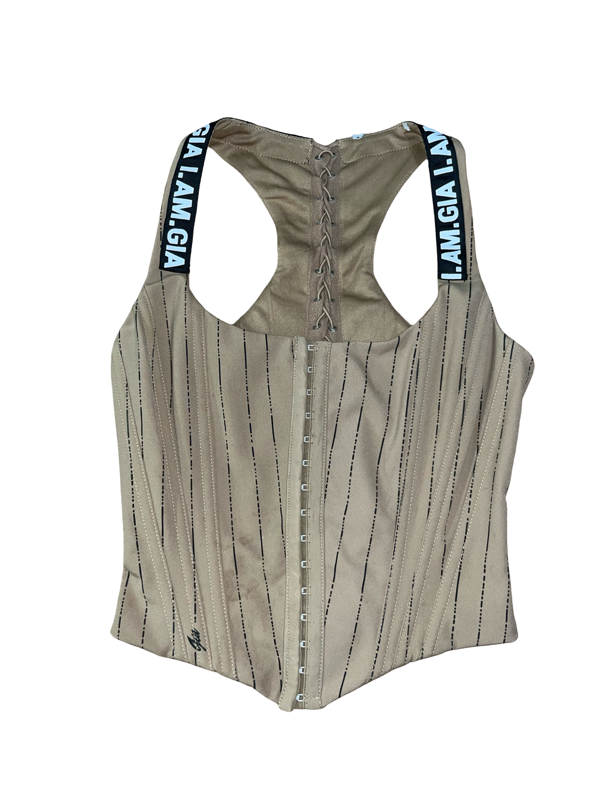 I.AM.GIA Phaedra Corset Top Beige Lace Up Y2K SizeS