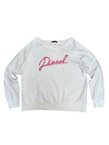 Diesel White Sweatshirt Pink Logo Y2K UkM