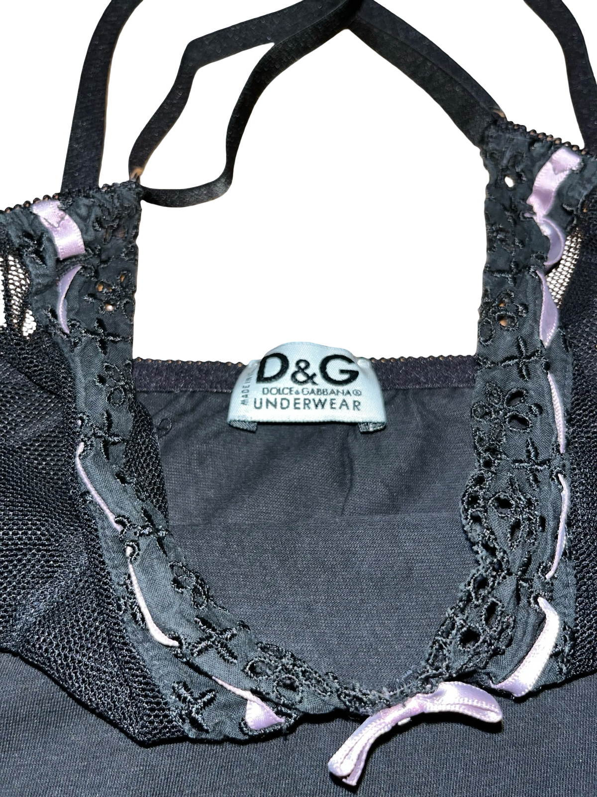 Dolce & Gabbana Underwear Black Lace Cami Top Y2K |ukS