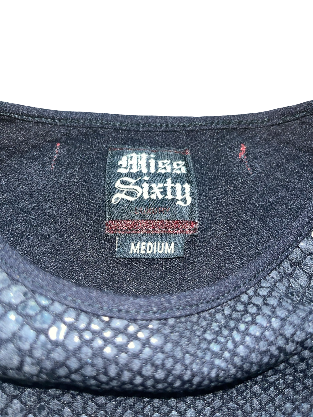 Miss Sixty Vintage Y2K Black Snakeskin Print Sleeveless Top | Size M