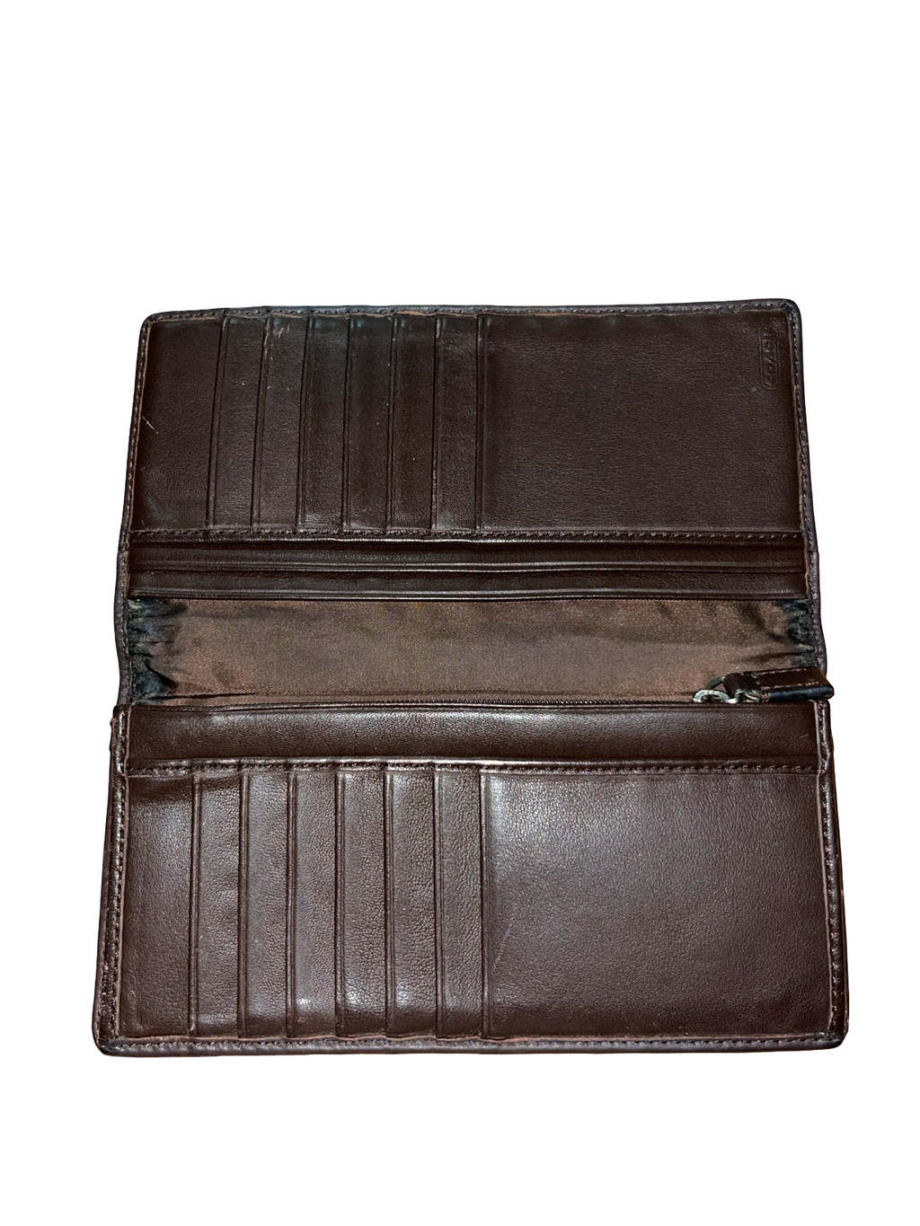 Vintage Coach Brown Leather Signature Long Wallet / Purse Y2K