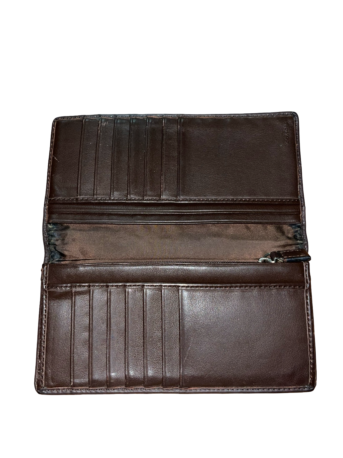 Vintage Coach Brown Leather Signature Long Wallet / Purse Y2K