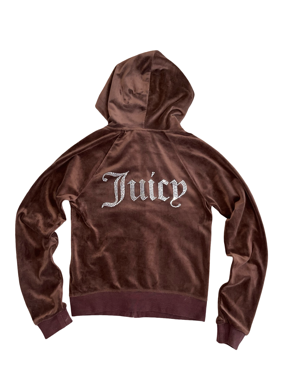 Juicy Couture chocolate brown velour zip-up hoodie XS