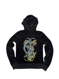 Juicy Couture Black Velour Rhinestone Snake Hoodie | Size S