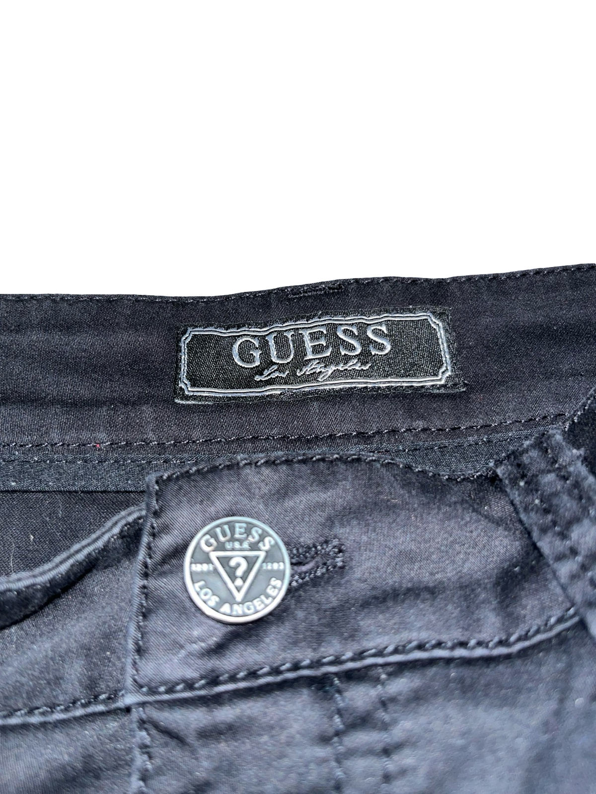 Vintage GUESS Y2K Black Sequin Pocket Mini Skirt ukS