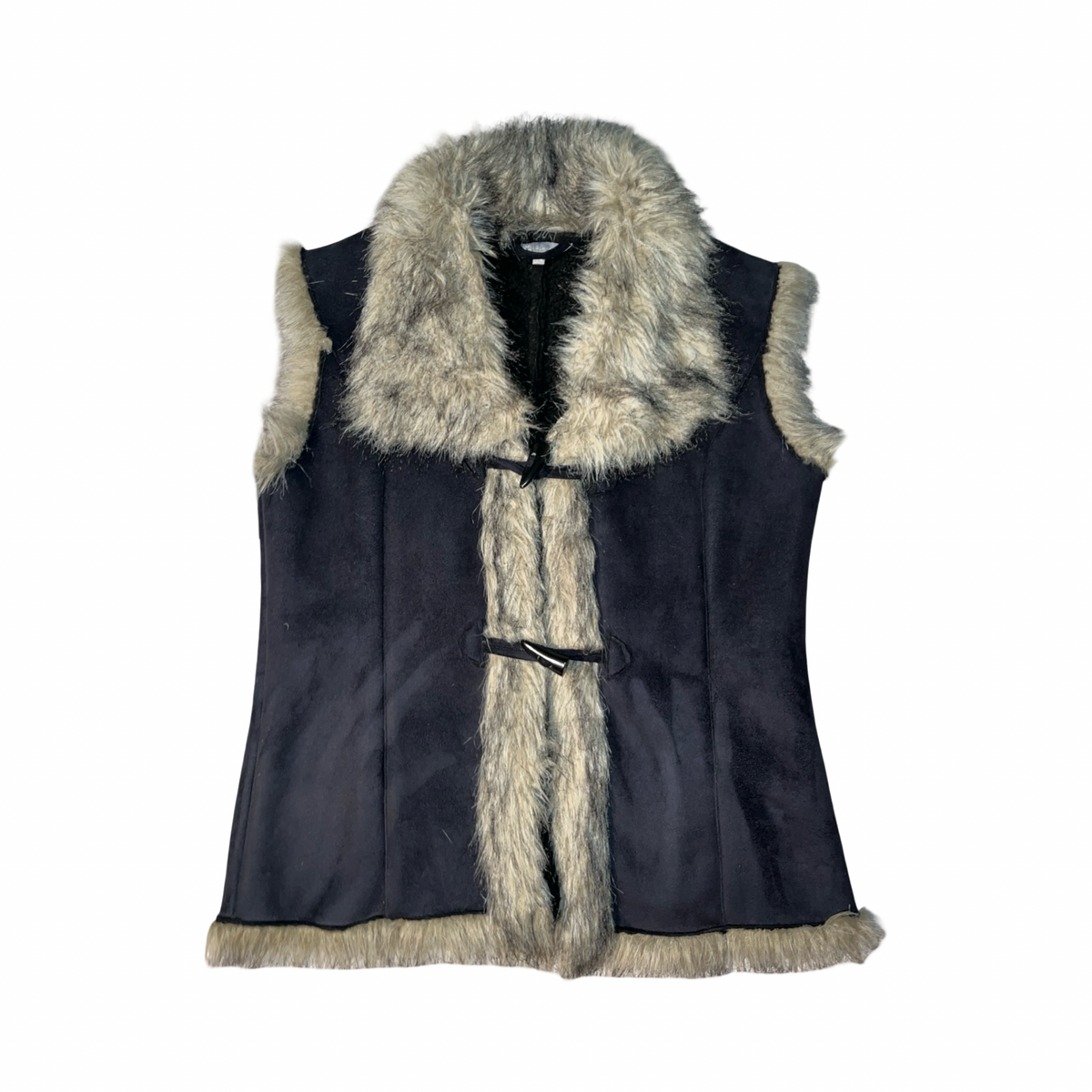 Mia Moda suede and faux fur Y2K waist coat uk14