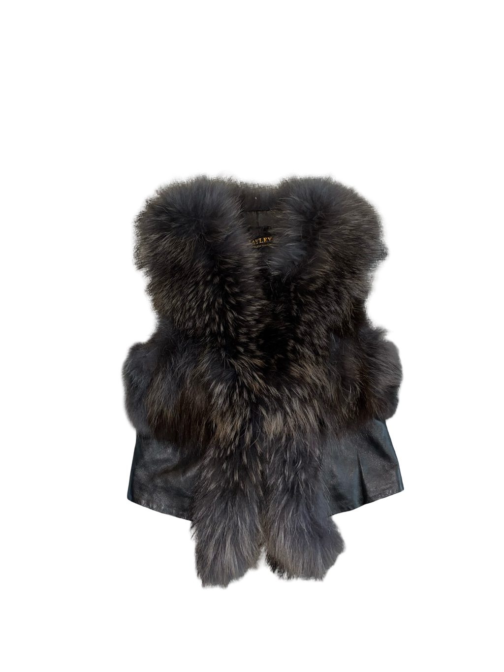 Jayley Collection Black Fur & Leather Gilet – Luxury Statement Vest ukM