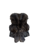 Jayley Collection Black Fur & Leather Gilet – Luxury Statement Vest ukM