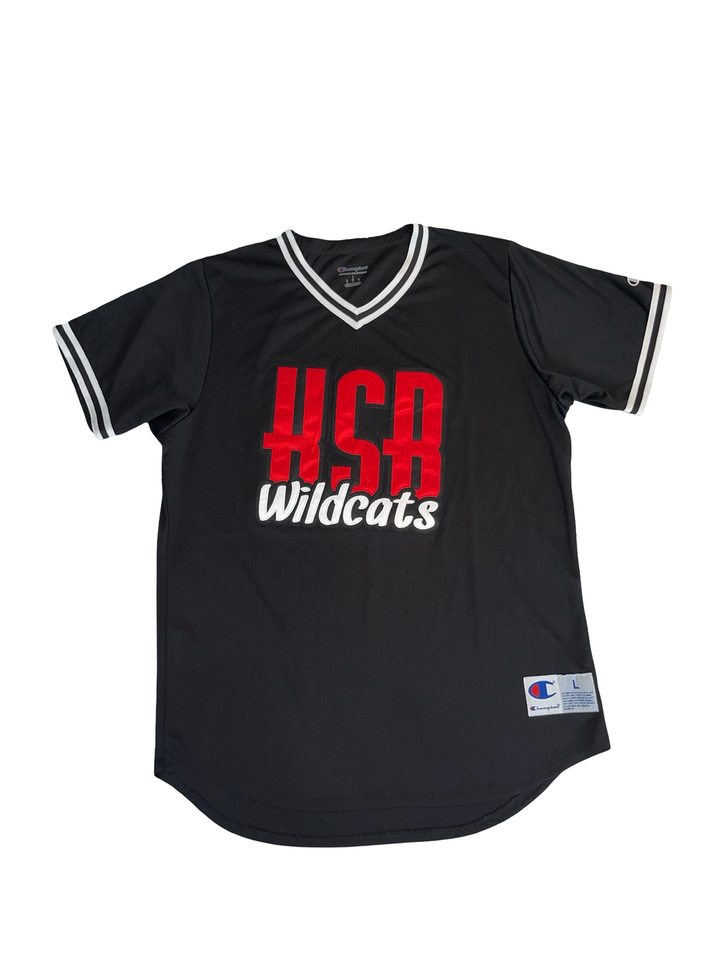 Champion HSR Wildcats Baseball Jersey Black Red | Size L
