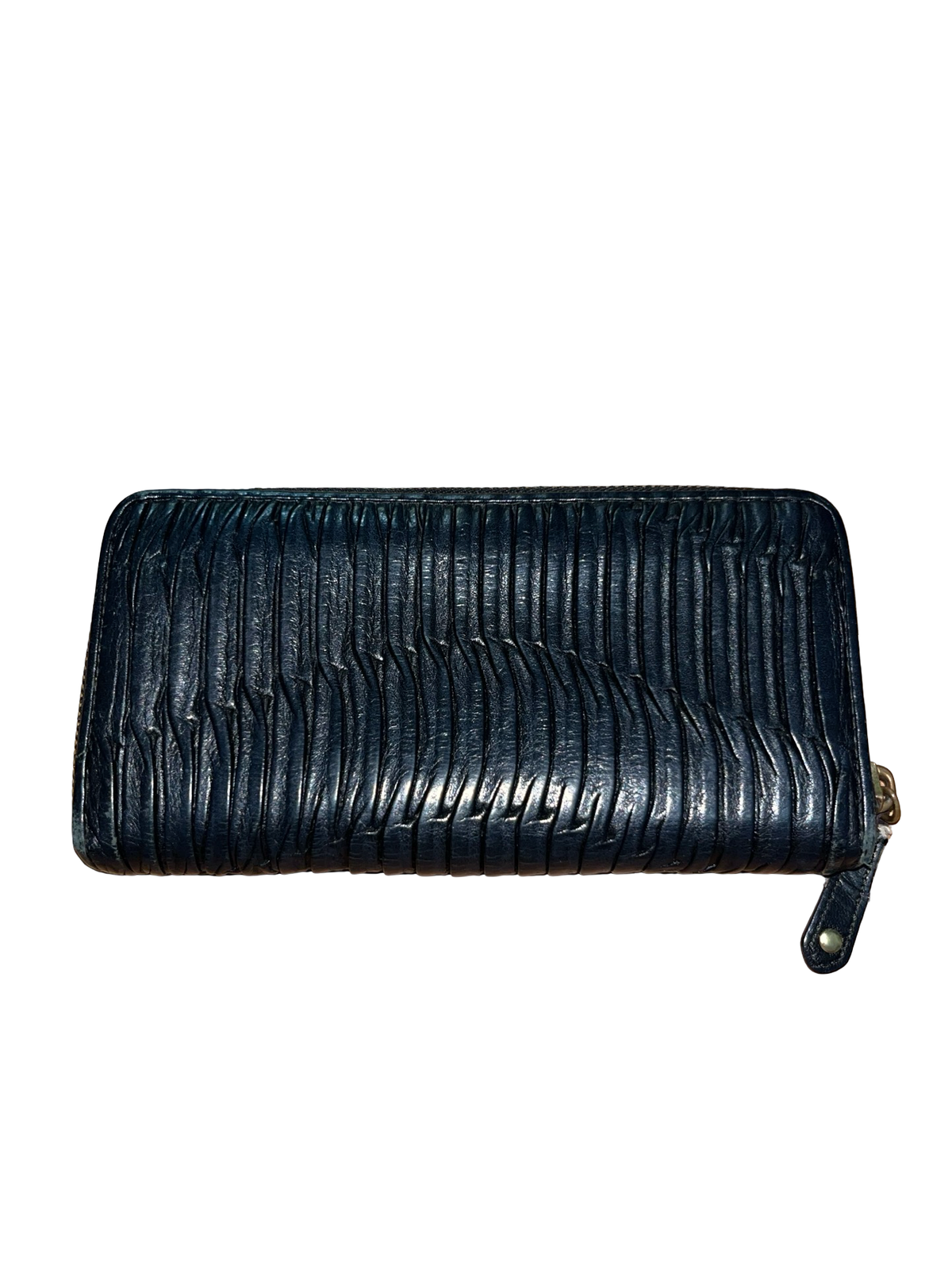 Coach Black Pleated Leather Zip Around Long Wallet Purse