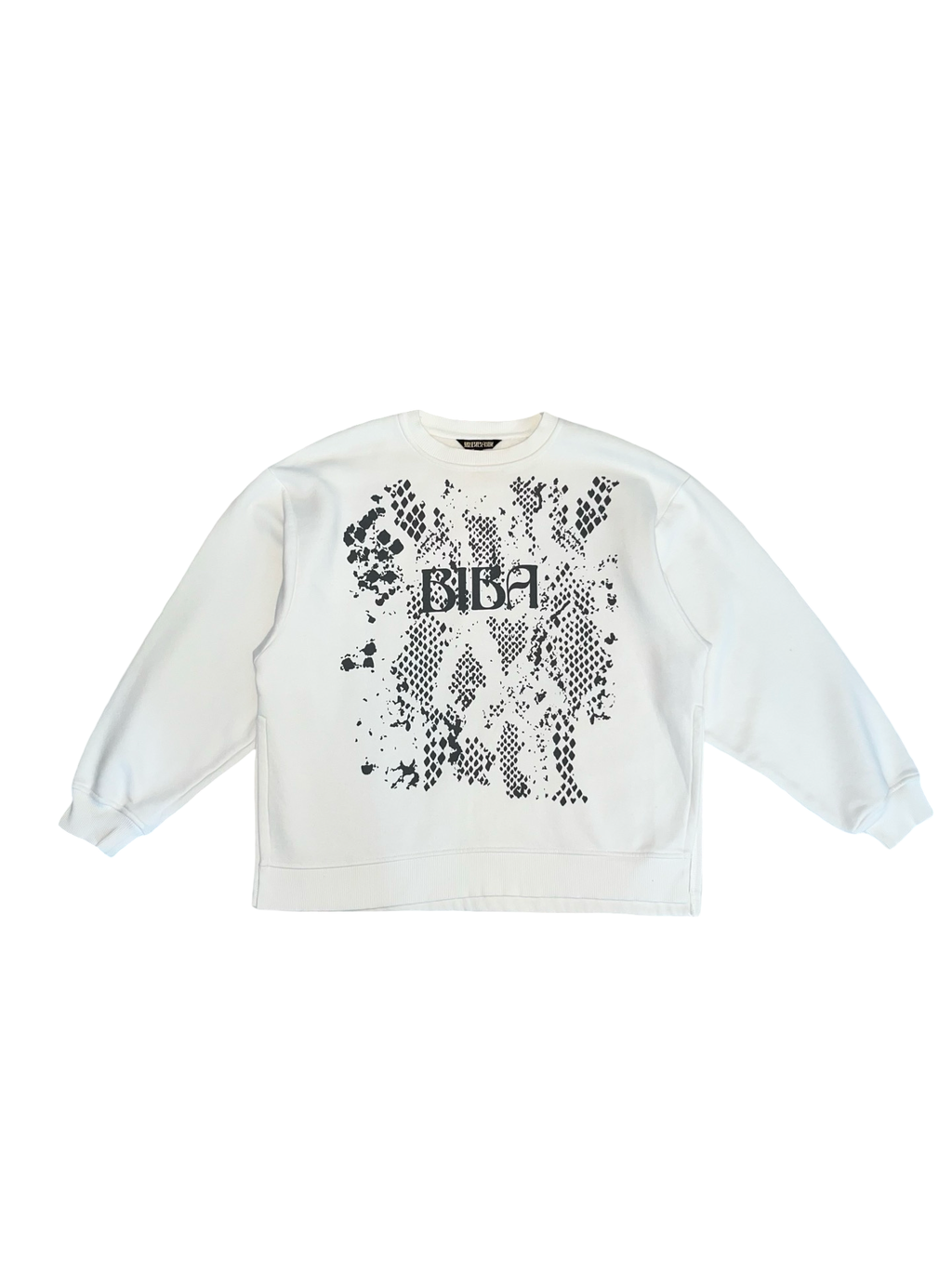 BIBA White Graphic Sweatshirt Black Snake Print Y2K | Uk12