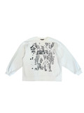 BIBA White Graphic Sweatshirt Black Snake Print Y2K | Uk12