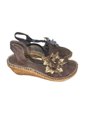 Toni Pons Brown Floral Wedge Sandals Y2K Uk5