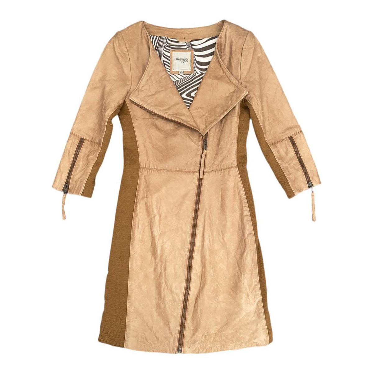 Vintage tan leather jacket dress boho vibe by Mission Blue ukXS