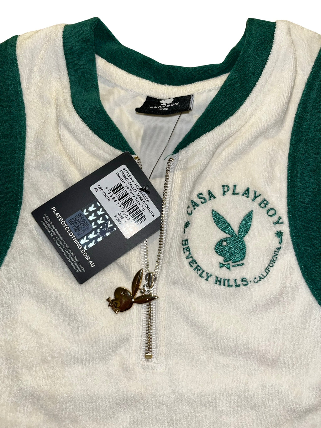 Playboy Casa Beverly Hills Terry Towelling Zip Tank Top XS