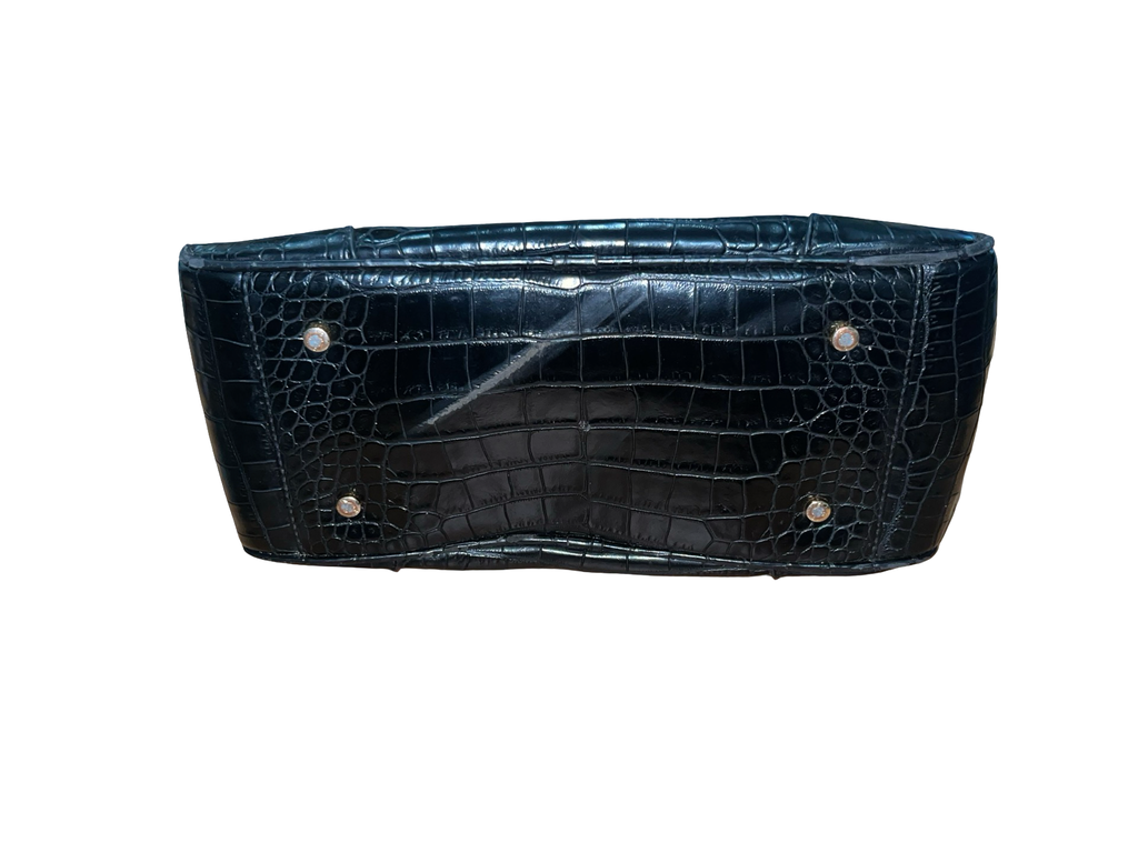 Vivienne Westwood Anglomania Black Croc Embossed Handbag