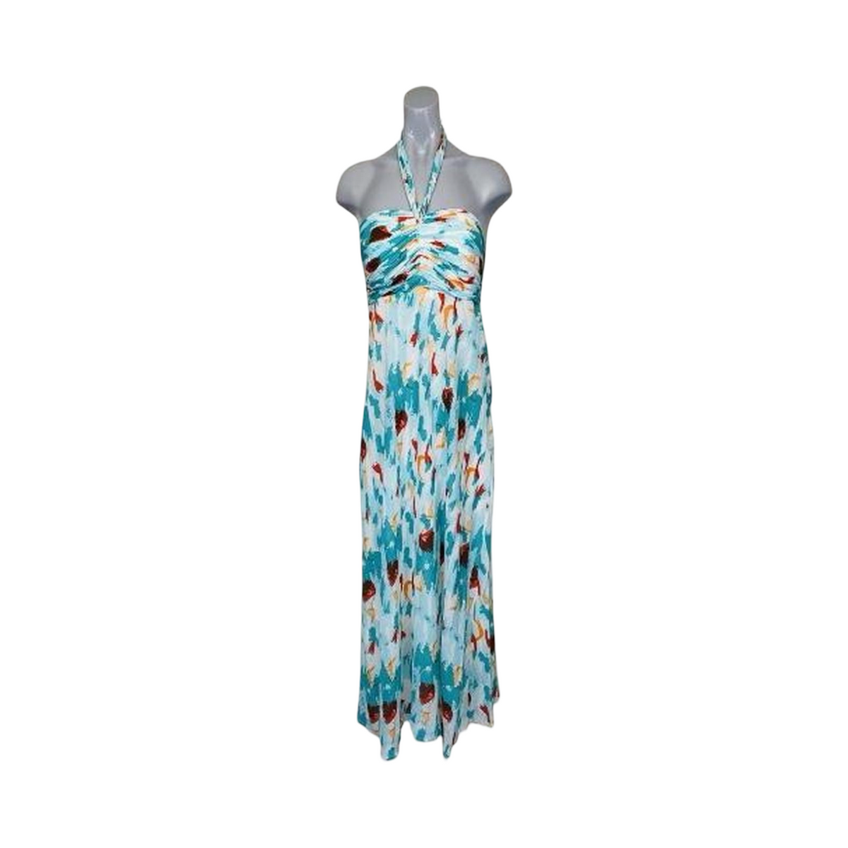 Multi coloured halter maxi dress with tie neckline By Aramis princess ukS