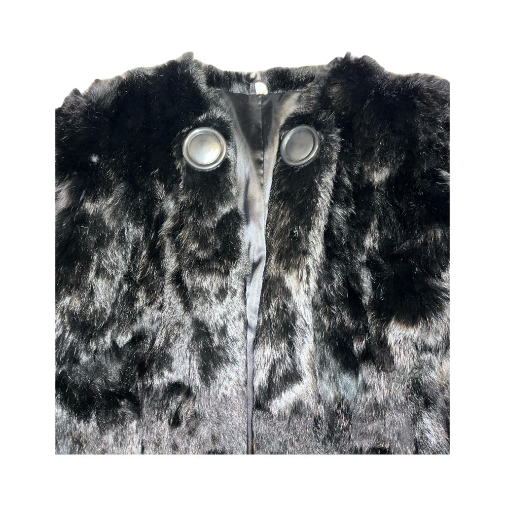 Vintage black coney fur woman’s coat uk16