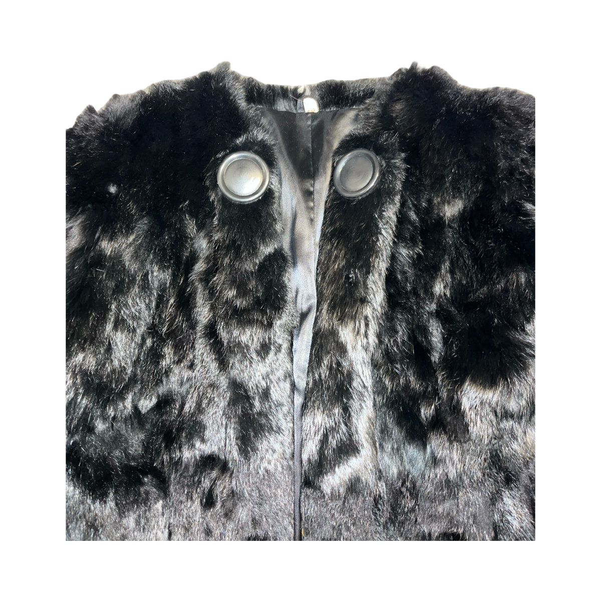 Vintage black coney fur woman’s coat uk16
