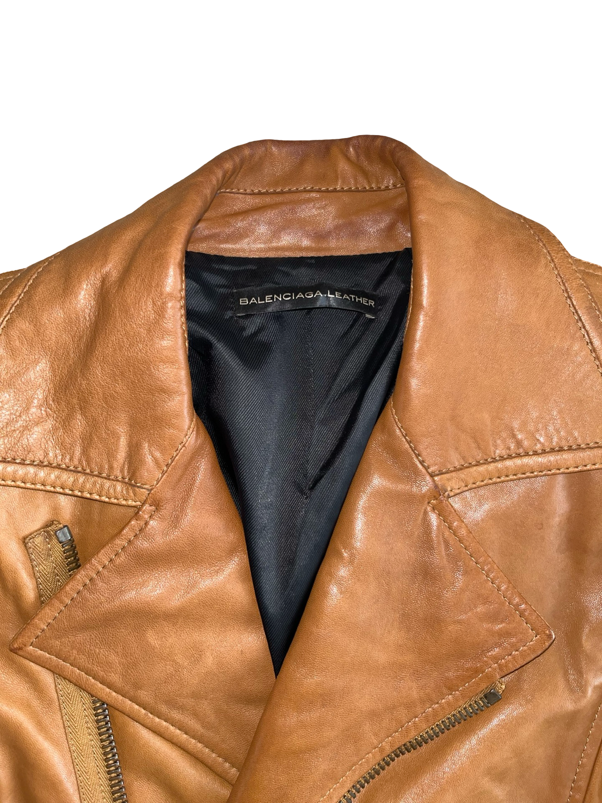 Vintage Balenciaga Leather Tan Brown Biker Jacket M