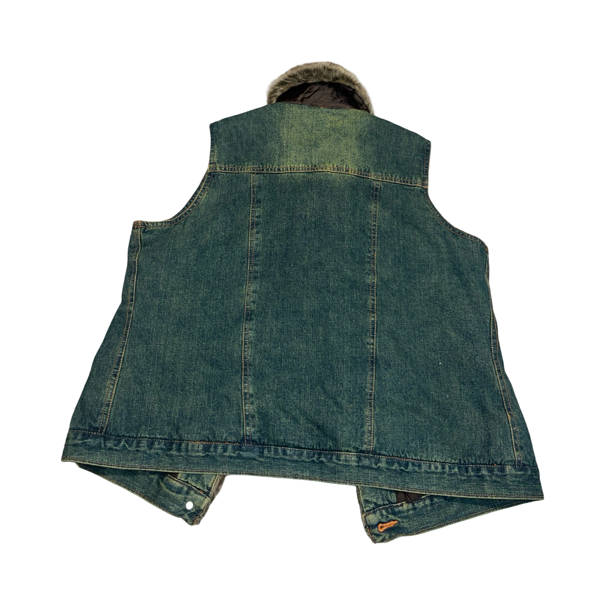 2000’s Y2K denim and fur lined waist coat uk 14