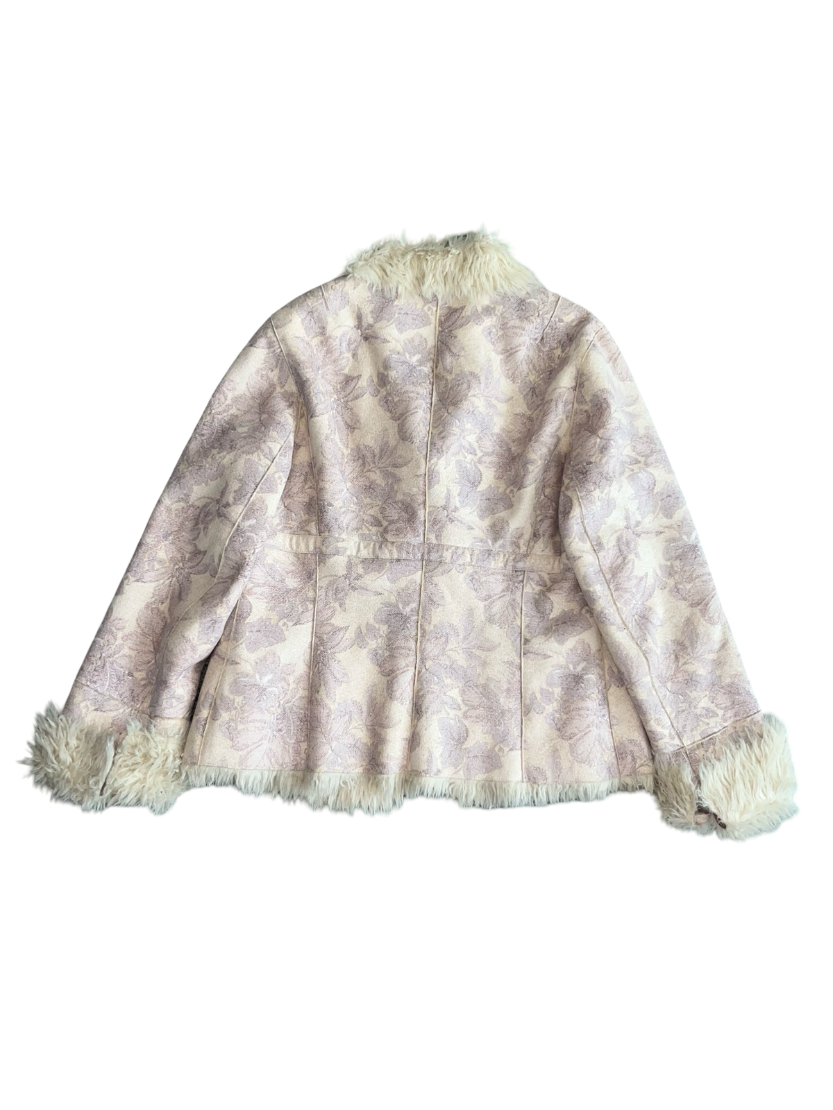 Lakeland Y2K Floral Brocade Fur Trim Jacket Size 12