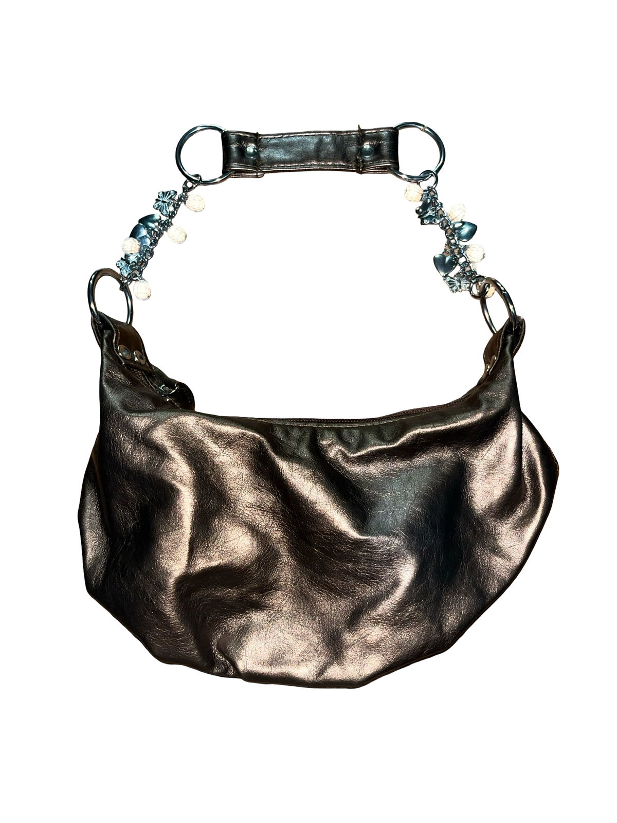 Y2K Metallic Bronze Charm Shoulder Bag – New Look