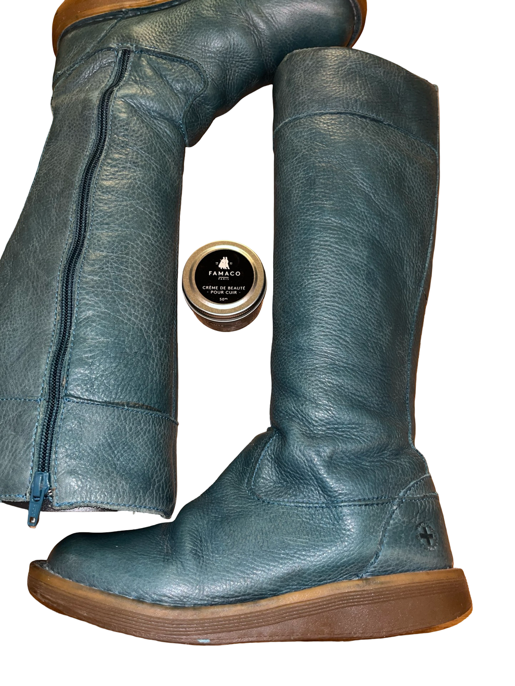 Dr Martens Elena Blue Leather Knee High Boots UK 4 Vintage Y2K