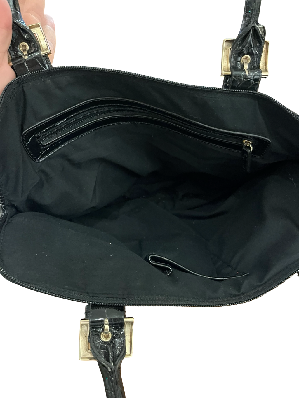 NEXT Black Patent Croc Handbag Y2K 00s