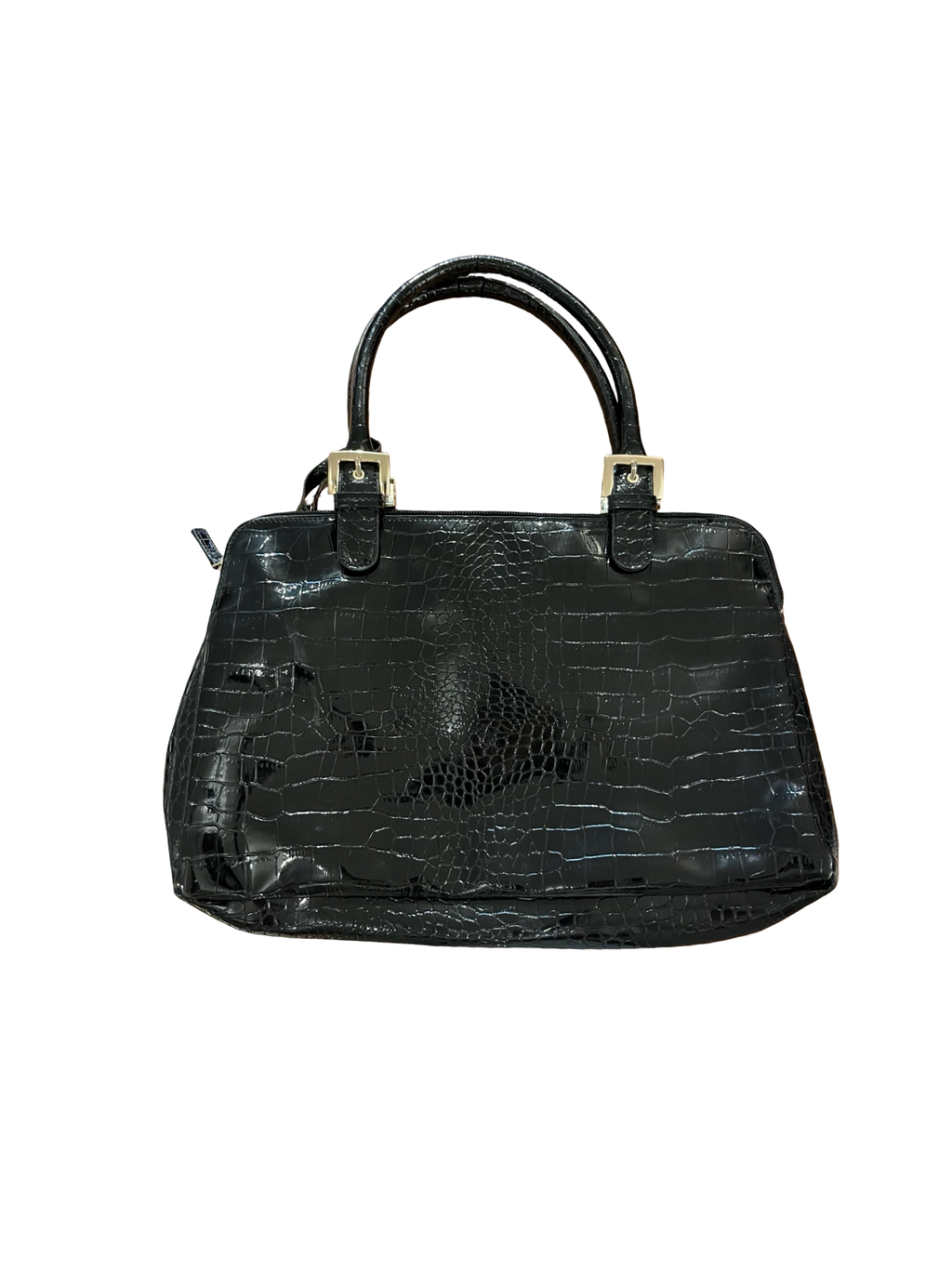 NEXT Black Patent Croc Handbag Y2K 00s