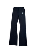 Playboy Black Rhinestone Bunny Flared Trousers | Y2K Size M