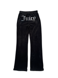 Juicy Couture Black Velour Diamanté Flared Joggers | Size S