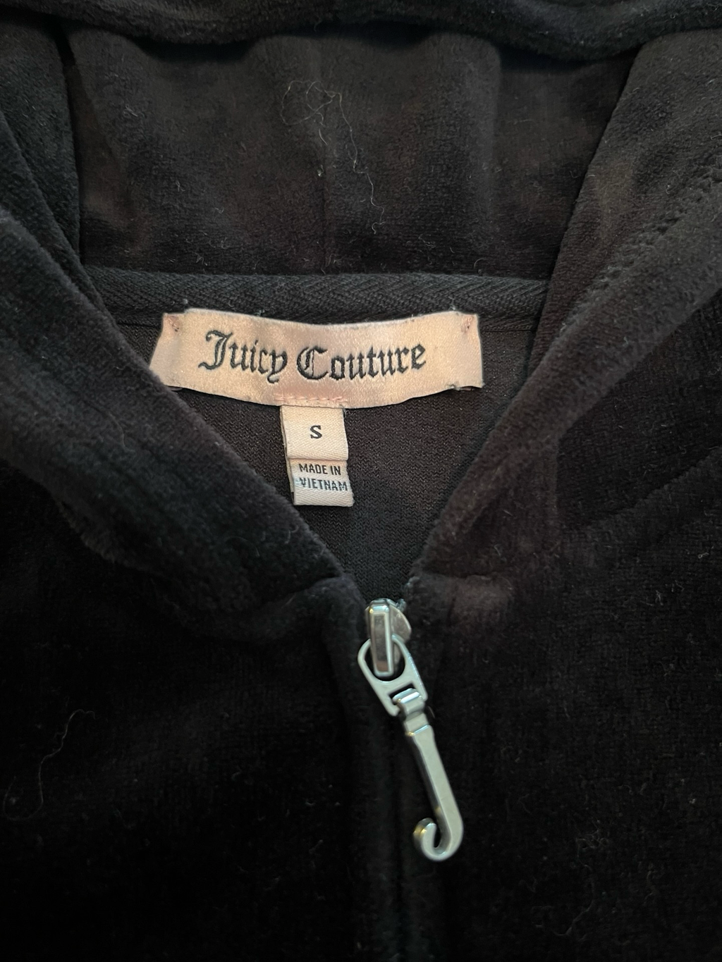 Juicy Couture Black Velour Rhinestone Snake Hoodie | Size S