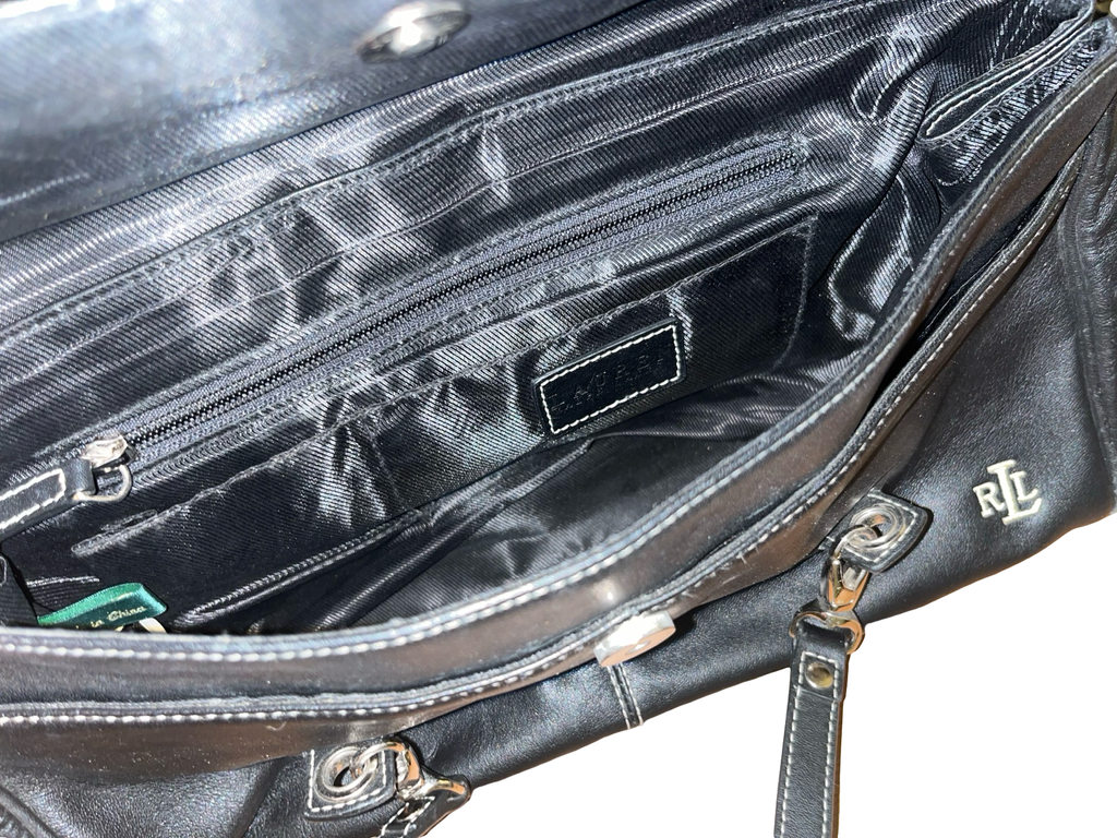 Vintage Lauren Ralph Lauren Black Y2K Large Shoulder Bag