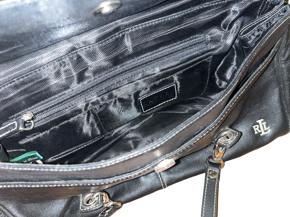 Vintage Lauren Ralph Lauren Black Y2K Large Shoulder Bag