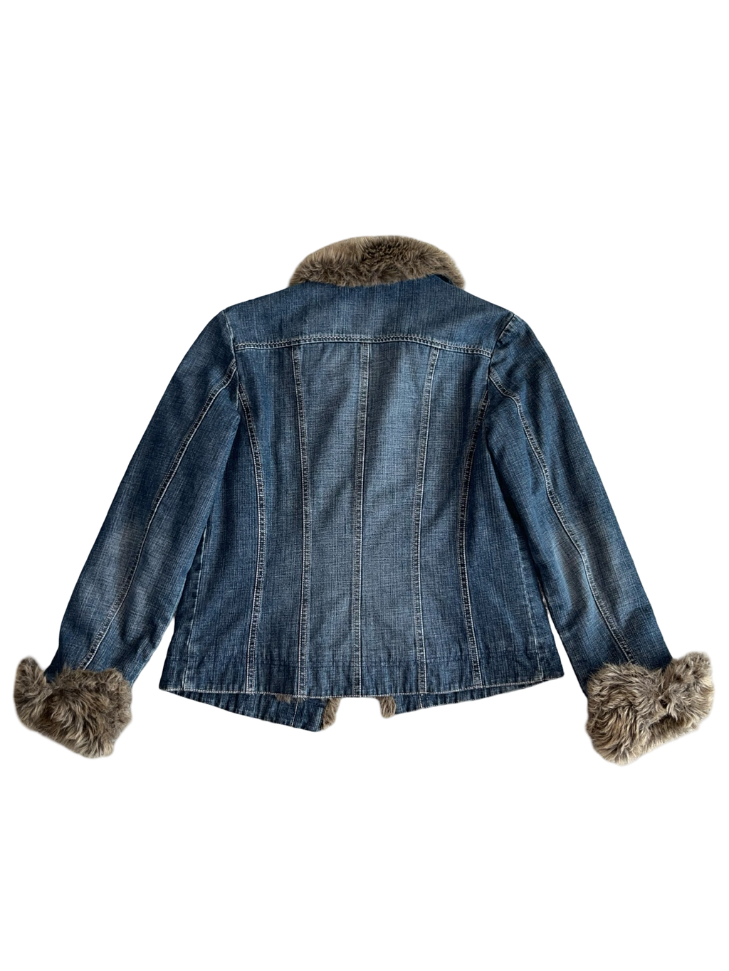 Vintage Principles Y2K Denim Faux Fur Trim Jacket ukS