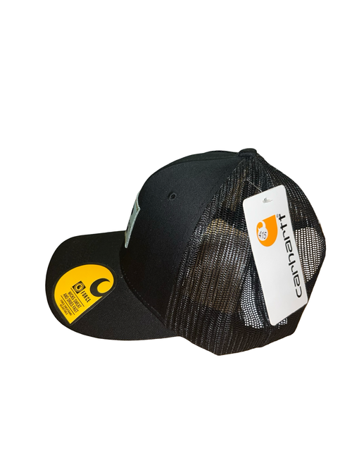 Carhartt Force Black Trucker Cap Blue Logo Patch